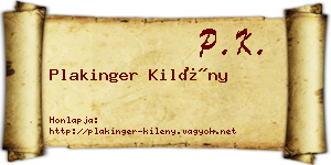 Plakinger Kilény névjegykártya